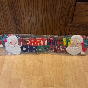 Vintage 1982 New Never Used Festive Santa 'Merry Christmas' Quilted Wall Decor